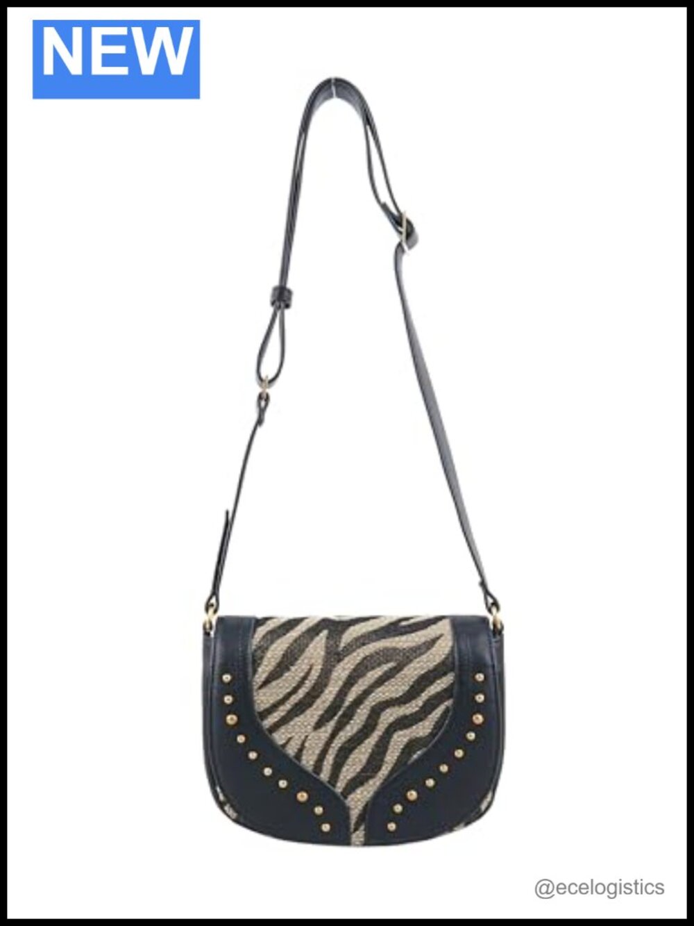Saddle Crossbody Bag with Adjustable Strap, Vinyl, Zip Closure